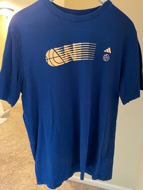 adidas Royal Blue Tee with Peach Basketball Graphic